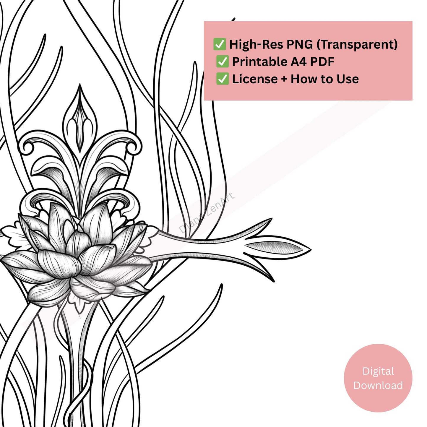 Lotus and Cross Tattoo Design