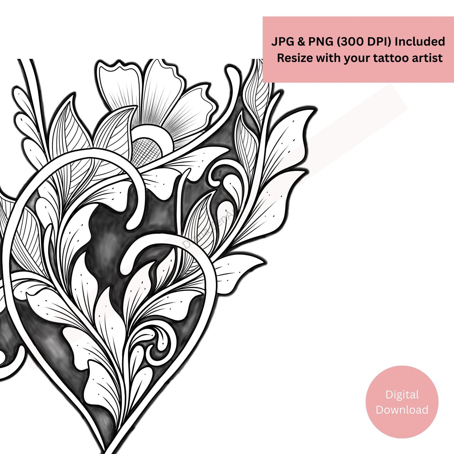 Heart Leaf Tattoo Design