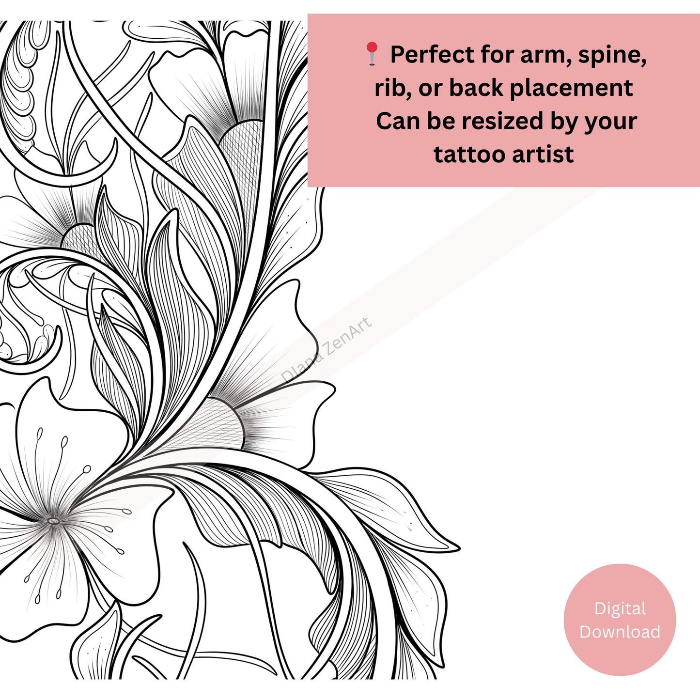 Elegant Botanical Digital Tattoo