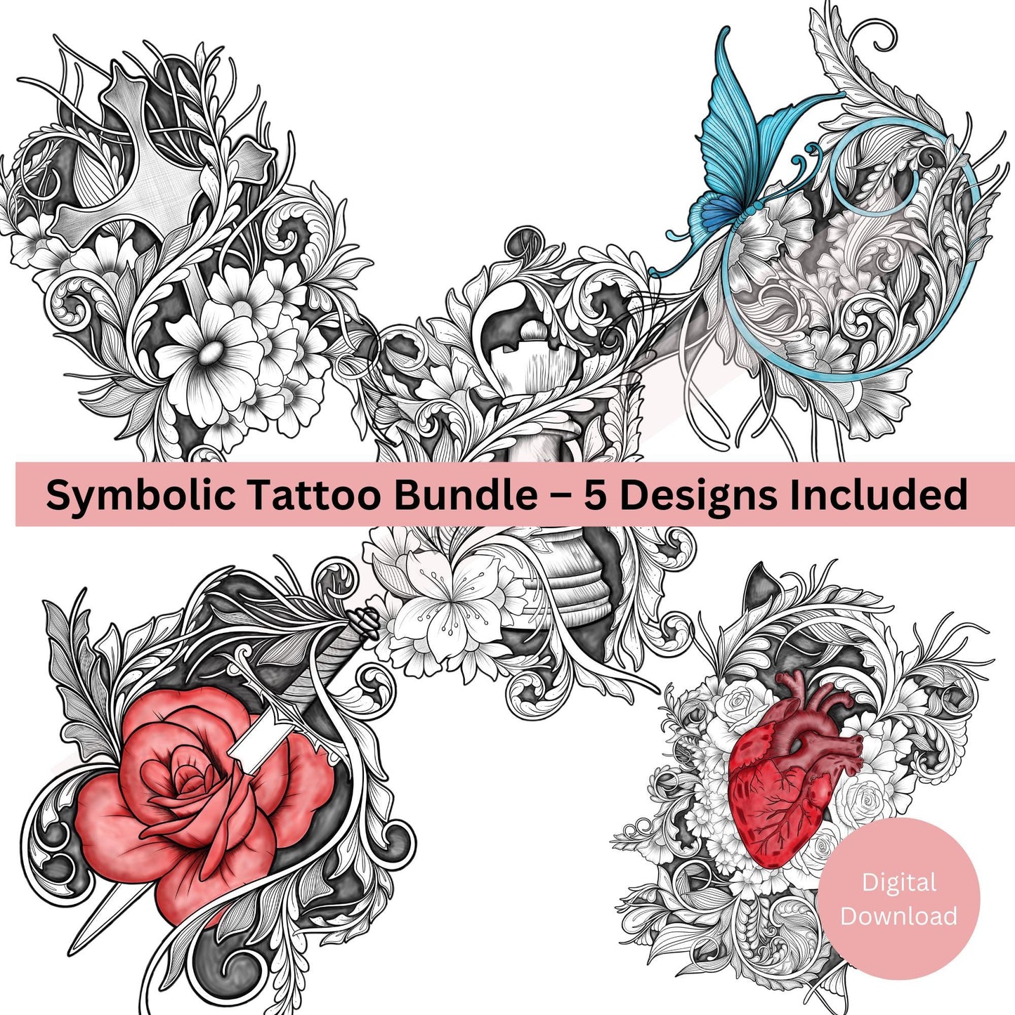 Symbolic Tattoo Bundle – 5 Digital Tattoo Designs