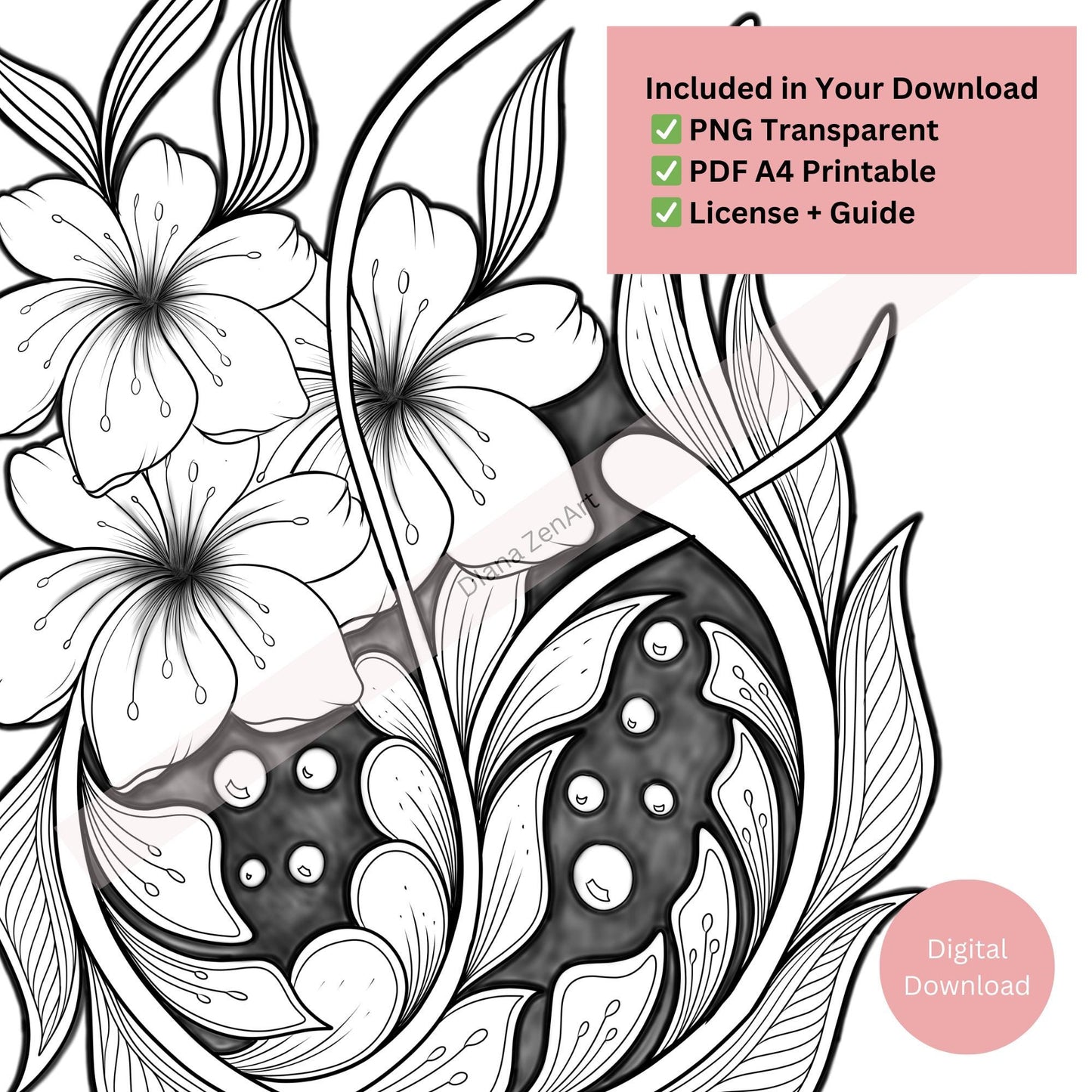 Delicate Floral Tattoo Design Hand Drawn