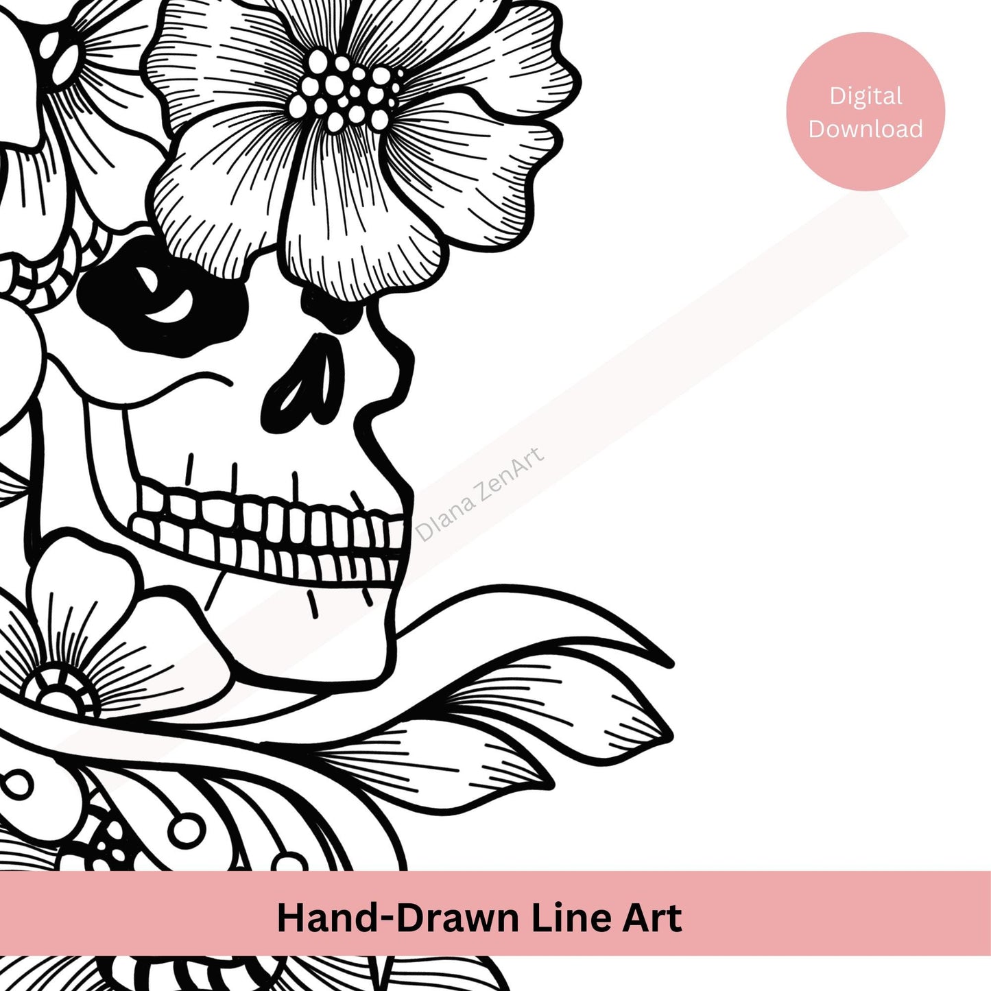 Floral Skull Tattoo Design