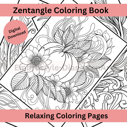 Zentangle Coloring Book - 40 Hand-Drawn Pages for Adults & Teens