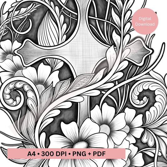 Floral Cross Tattoo Design