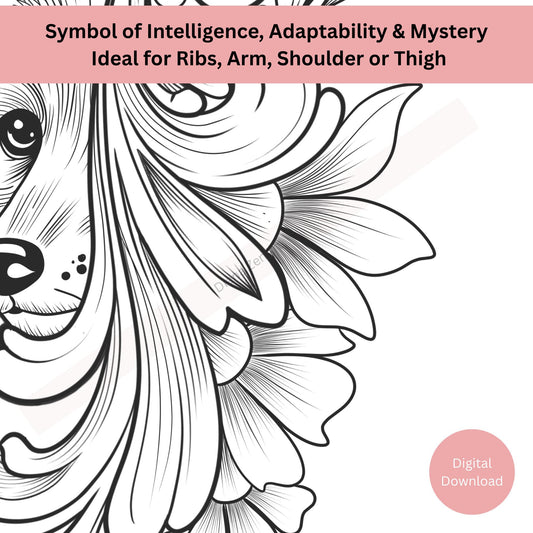 Hand-Drawn Ornamental Fox Animal & Floral Line Art