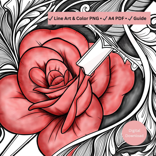 Rose and Dagger Tattoo Design