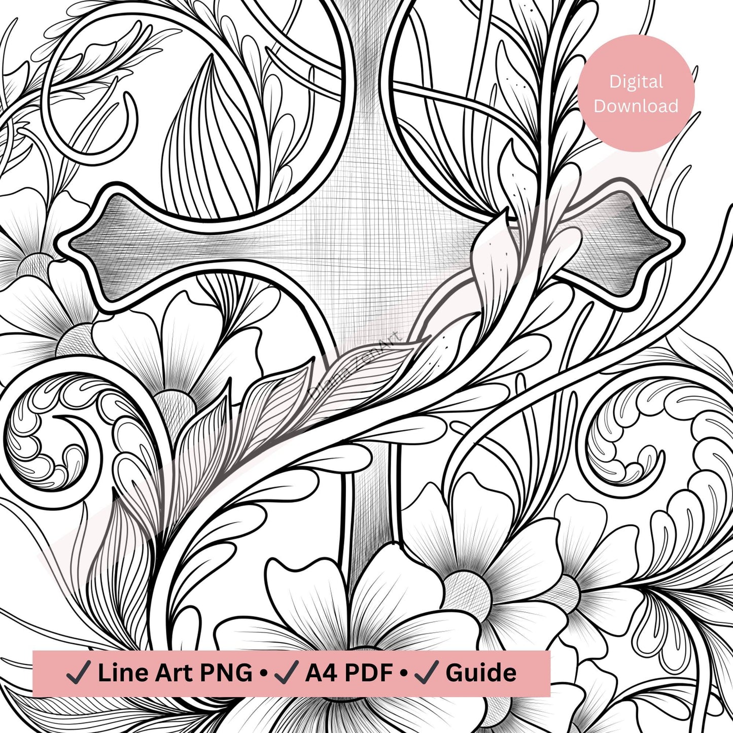 Floral Cross Tattoo Design
