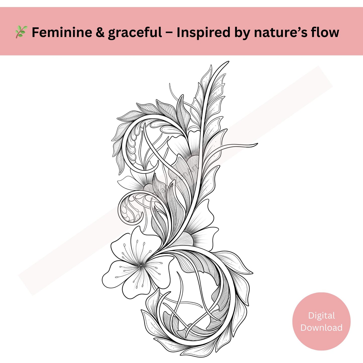 Elegant Botanical Digital Tattoo