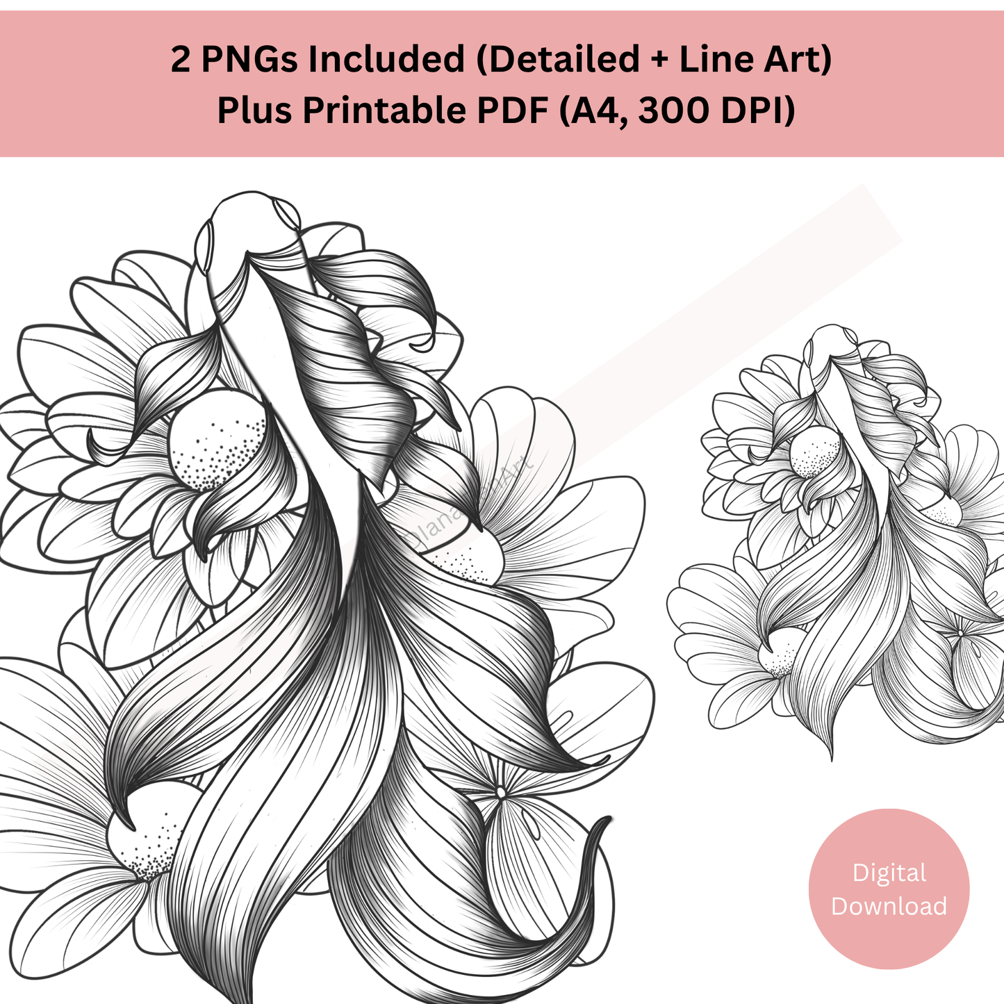 Floral Fish Tattoo Design