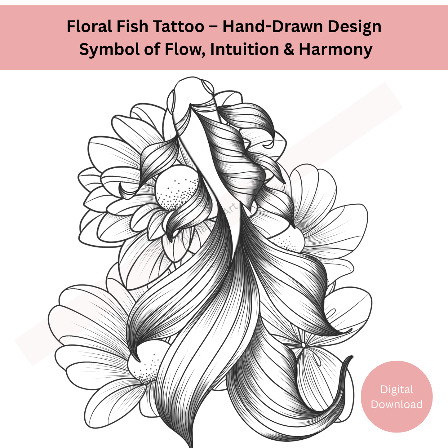 Floral Fish Tattoo Design