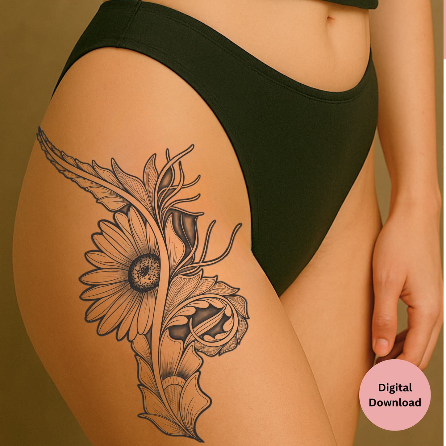Daisy Spine Tattoo Design • Ornamental Flower Tattoo