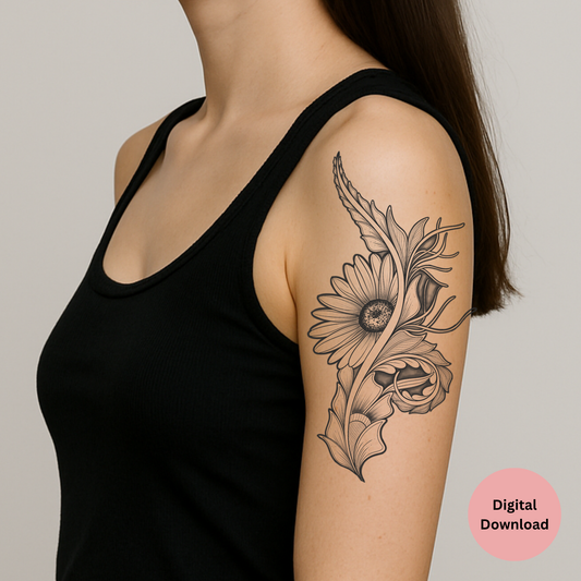 Daisy Spine Tattoo Design • Ornamental Flower Tattoo