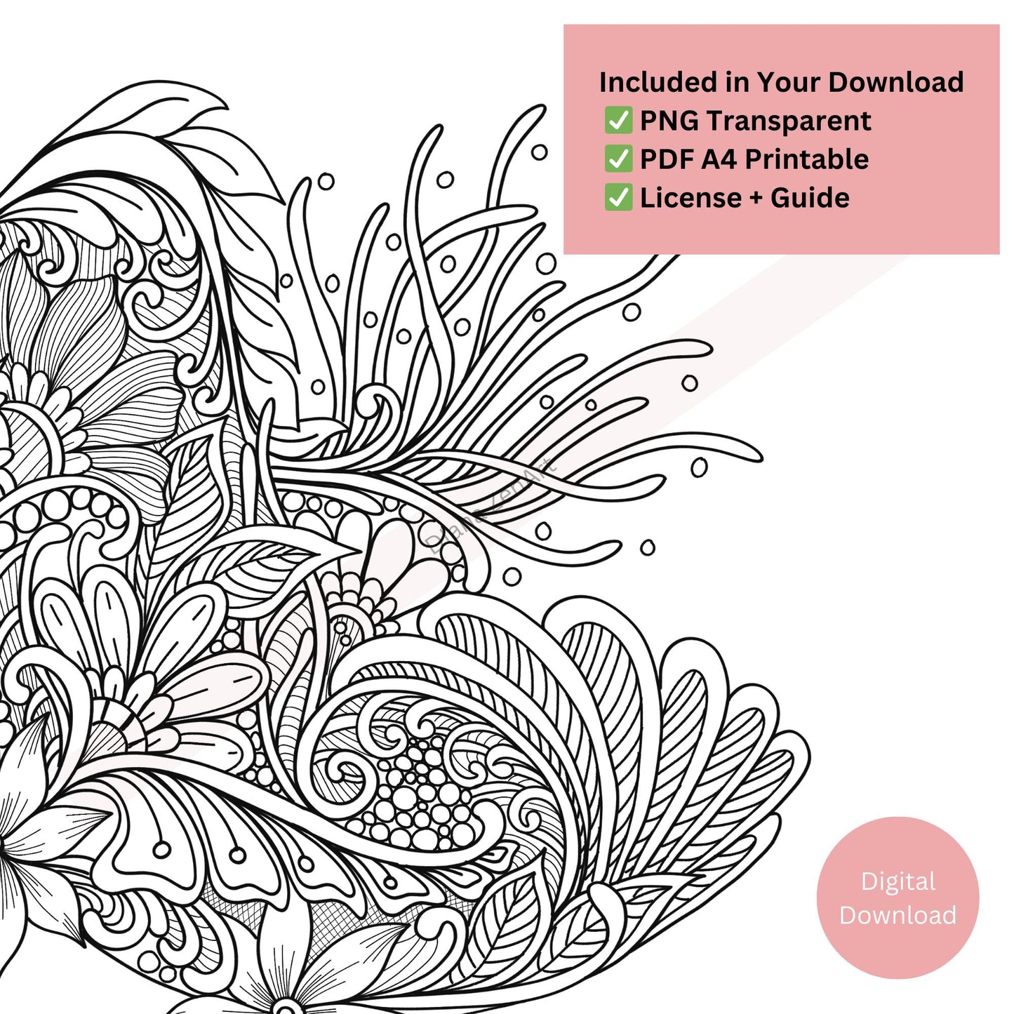 Artistic abstract floral tattoo with expressive flowing line art