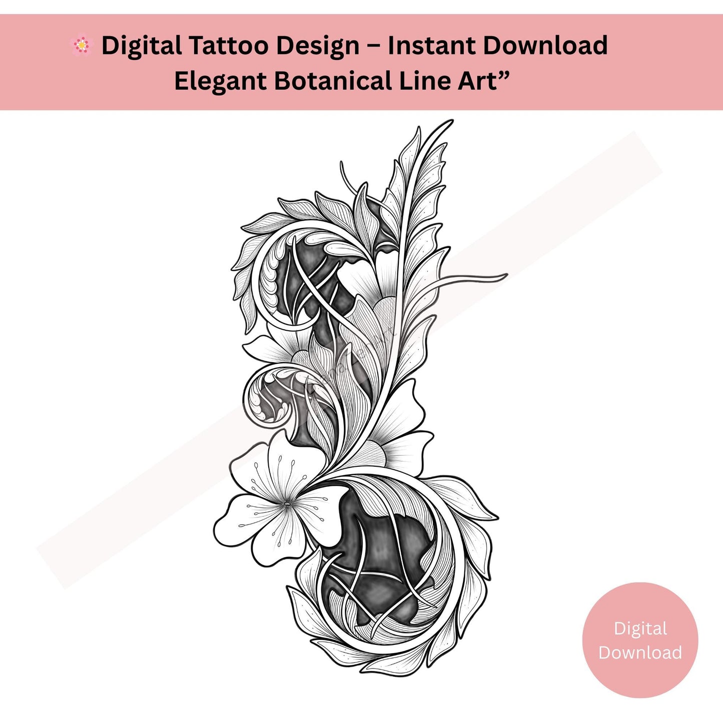 Elegant Botanical Digital Tattoo