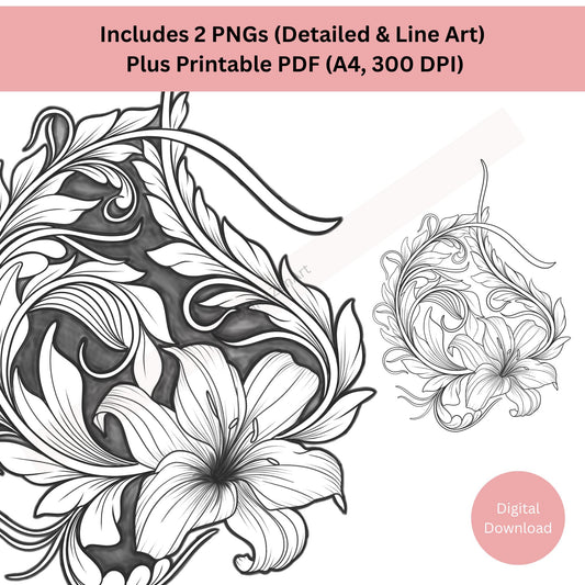 Lily Flower Tattoo Design Hand Drawn