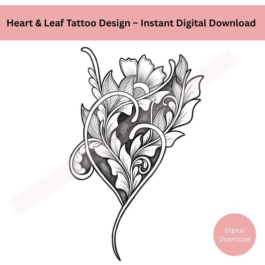 Heart Leaf Tattoo Design