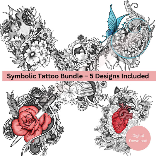 Symbolic Tattoo Bundle – 5 Digital Tattoo Designs
