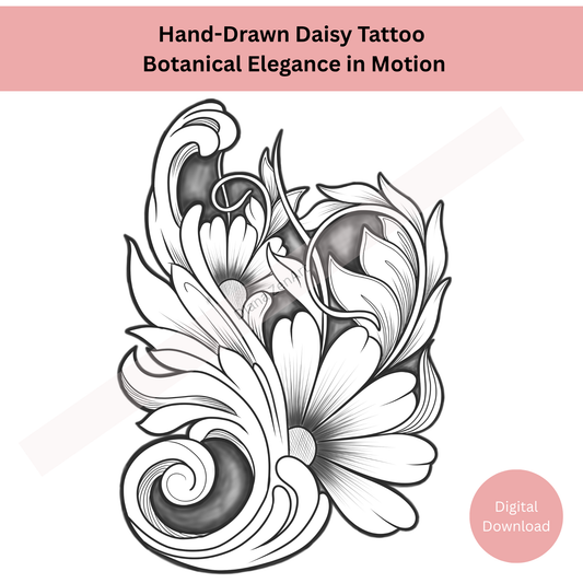 Baroque line art tattoo design in ornate decorative tattoo flash style
