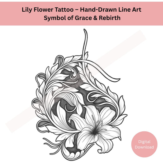 Lily Flower Tattoo Design Hand Drawn
