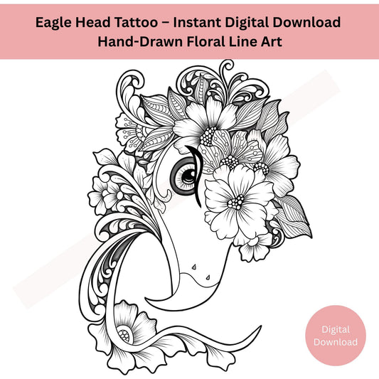 Eagle head tattoo design symbolizing freedom and strength in line art style