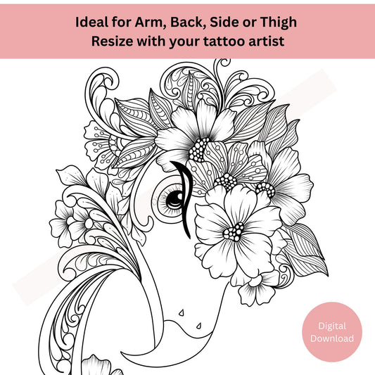 Line art eagle head tattoo highlighting strength and focused expression