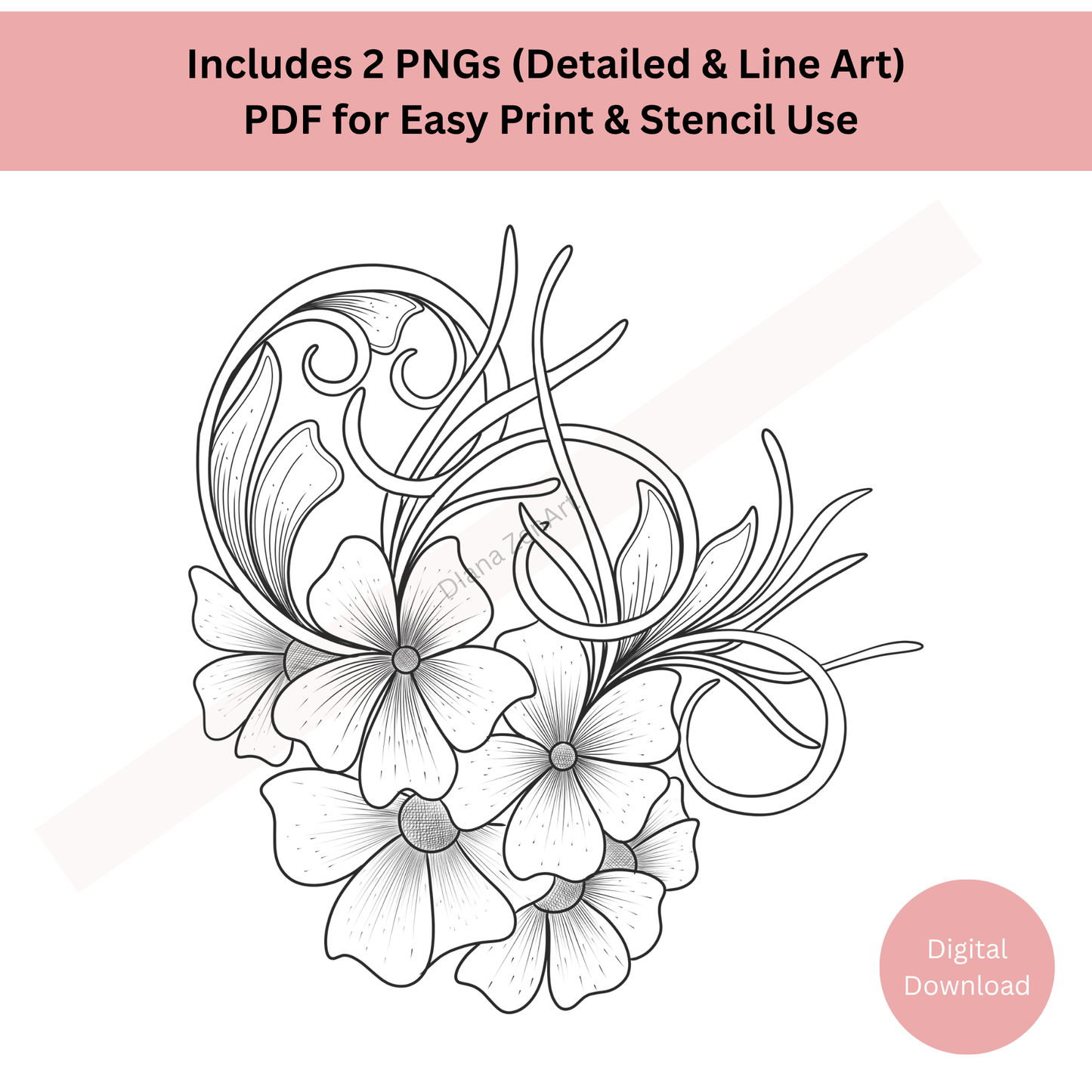 Elegant botanical flower tattoo design in refined line art style
