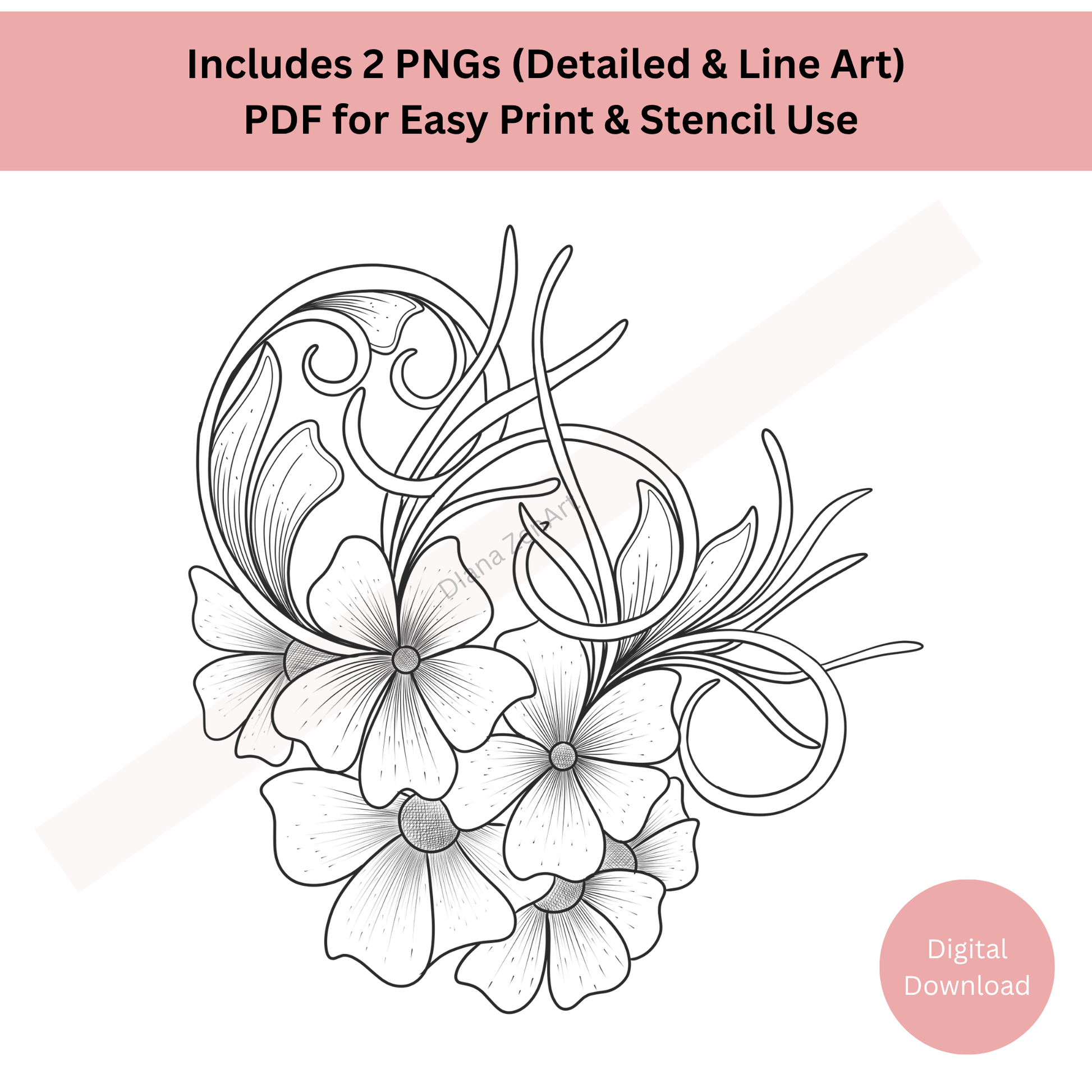 Elegant botanical flower tattoo design in refined line art style
