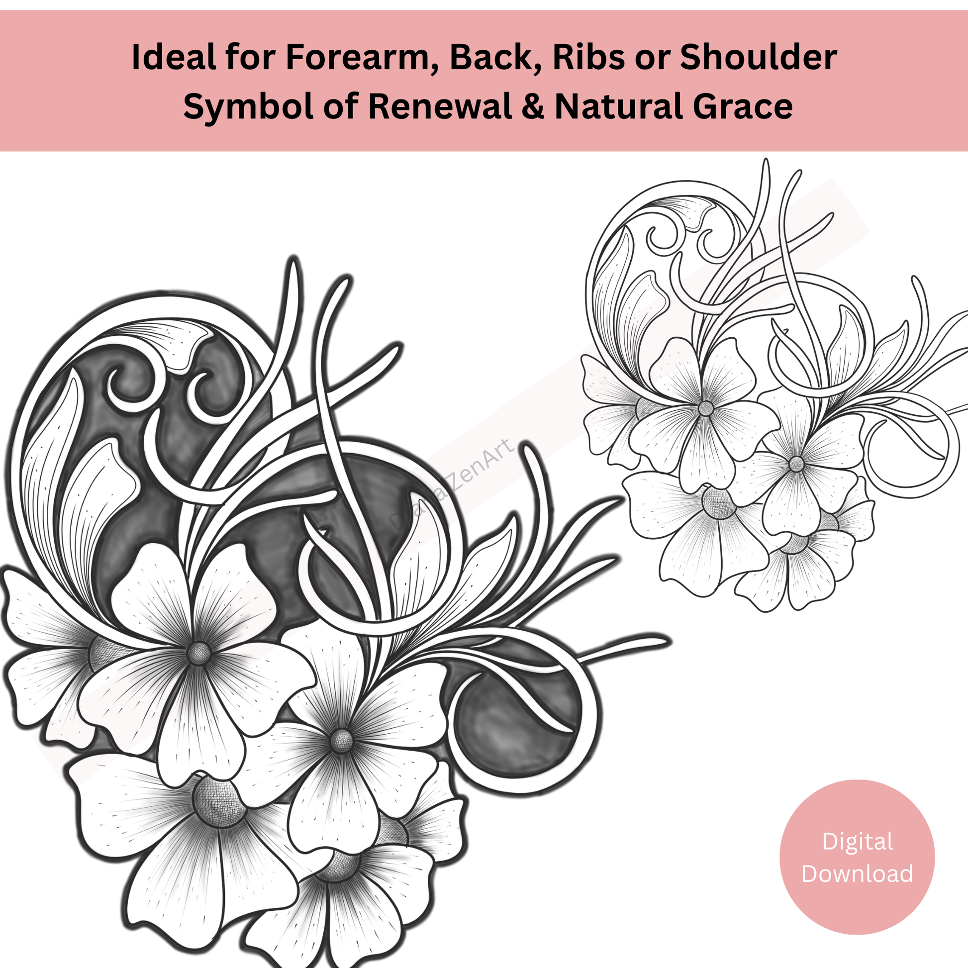 Fine line botanical flower tattoo showing elegant line work
