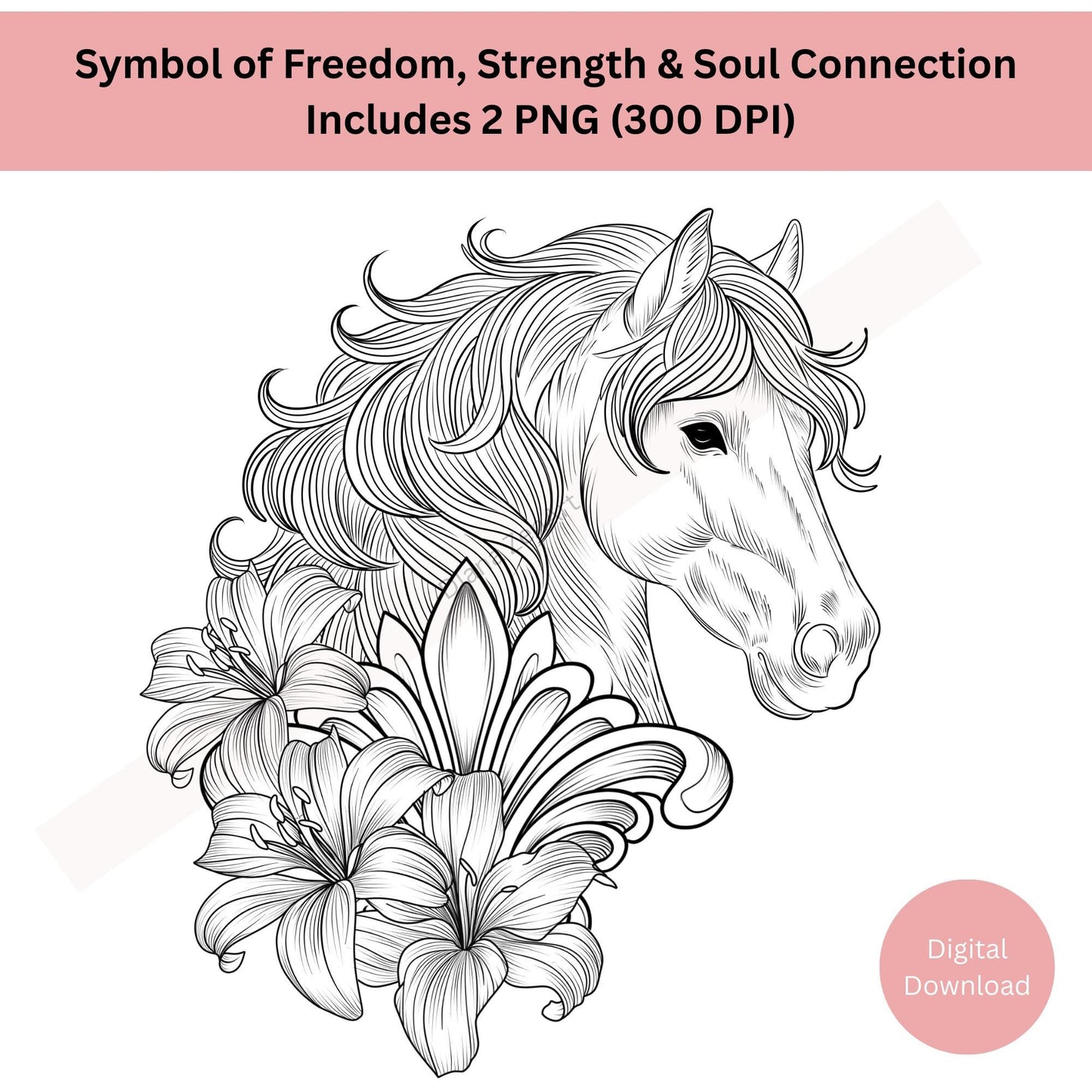 Line art horse tattoo highlighting movement and untamed spirit