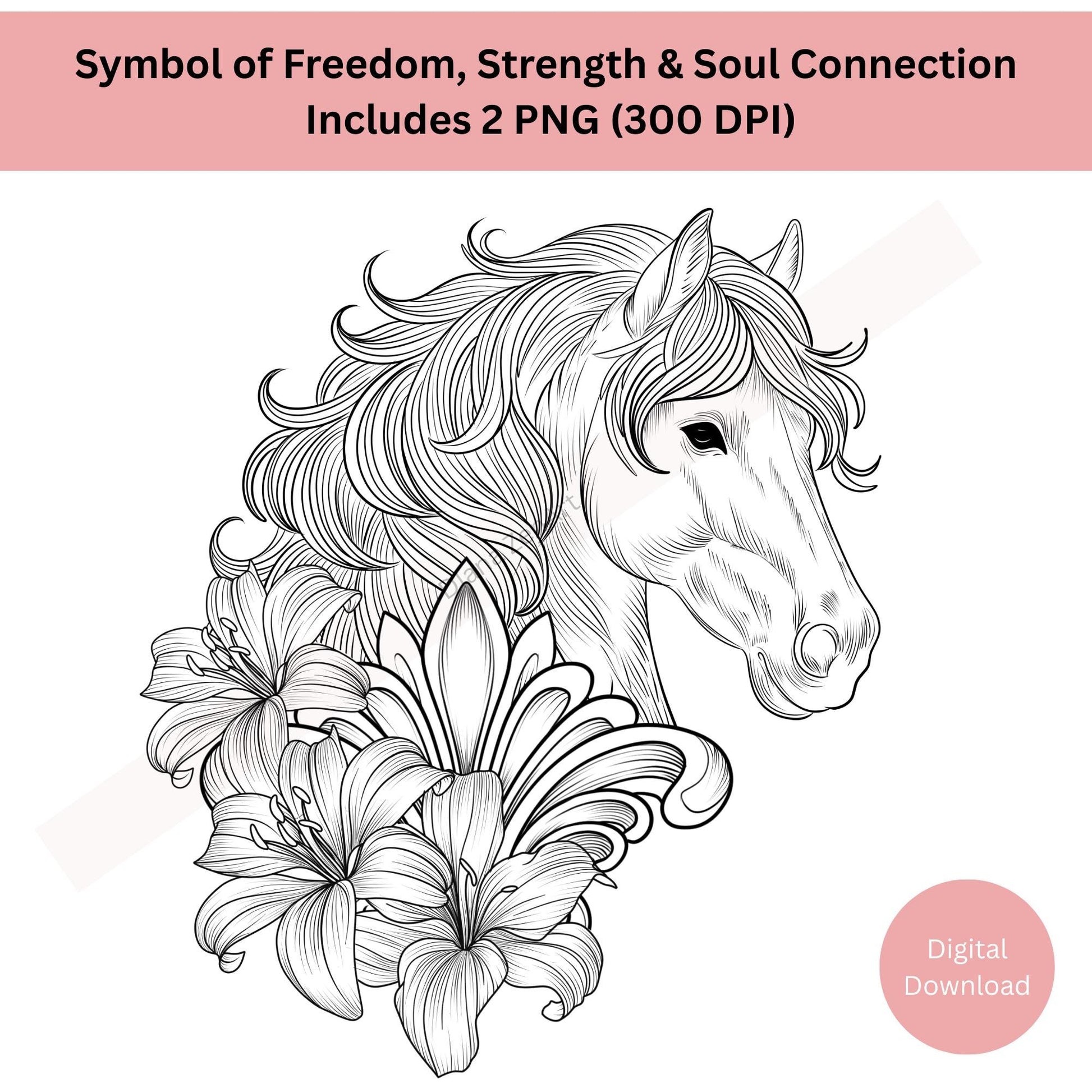 Line art horse tattoo highlighting movement and untamed spirit