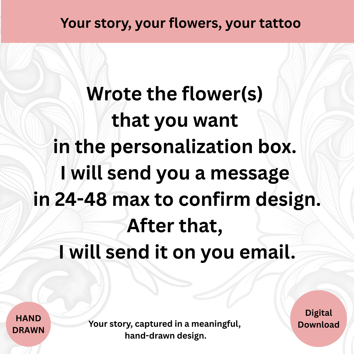 How to order a custom infinity birth flower tattoo design
