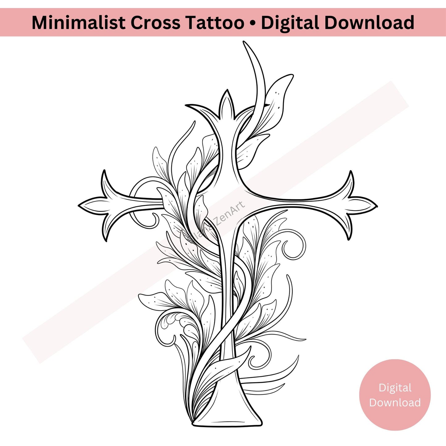 Minimalist cross tattoo design symbolizing simple faith in line art style