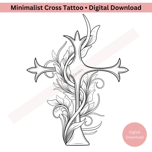 Minimalist cross tattoo design symbolizing simple faith in line art style