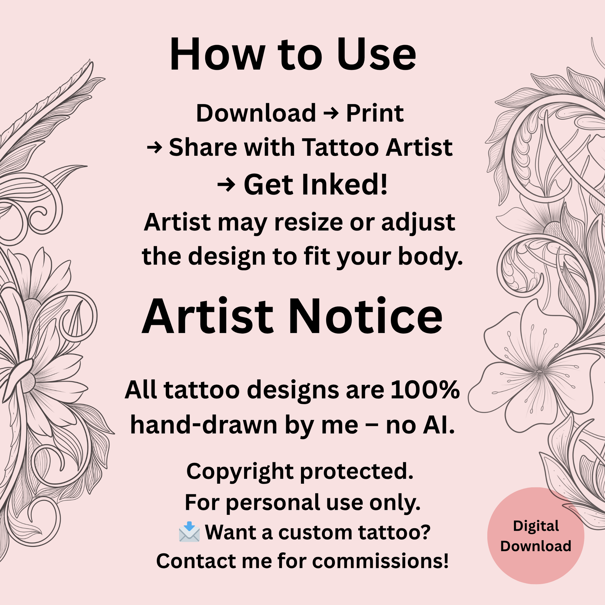 Digital ornamental cross tattoo design available as high resolution download